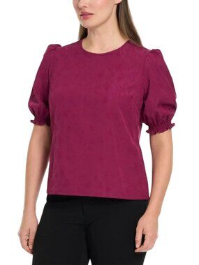Ted Baker Ladies' Short Sleeve Blouse Designer Color Purple Fuchsia Large